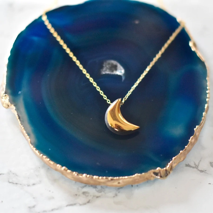 Gold crescent moon necklace 